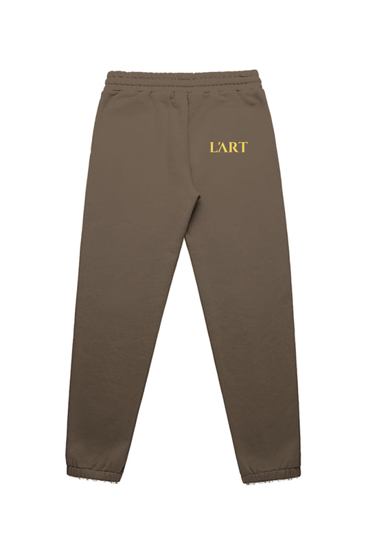 L'ART men's stencil trackpant yellow logo