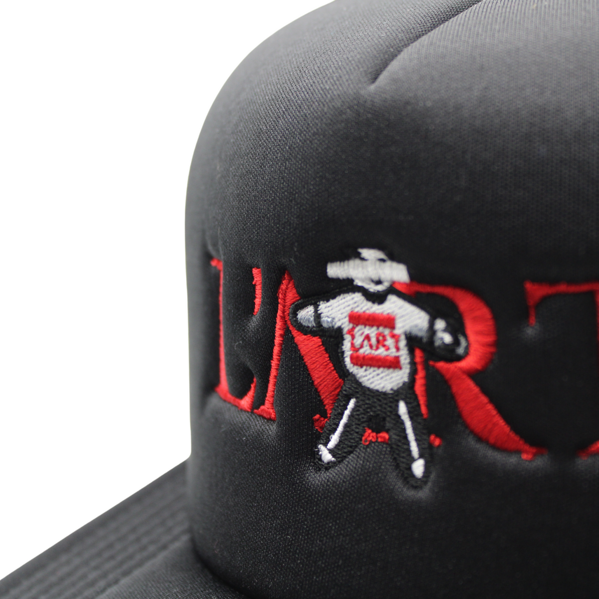 L'ART Barred Eyes Panda embroidered Trucker