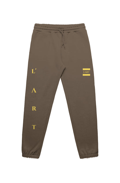 L'ART men's stencil trackpant yellow logo