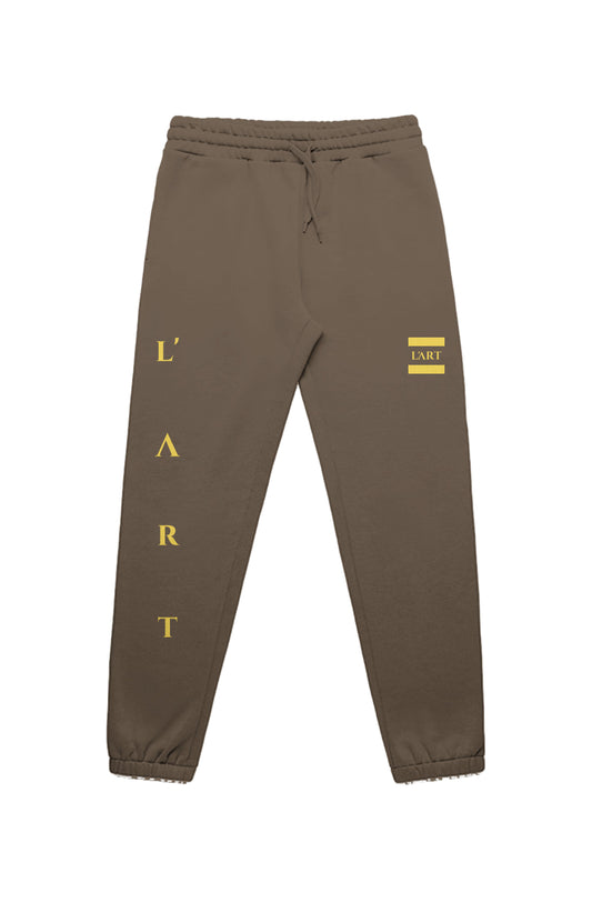 L'ART men's stencil trackpant yellow logo