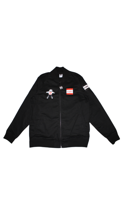 L'ART Barred Eyes Panda Cotton Bomber Jacket