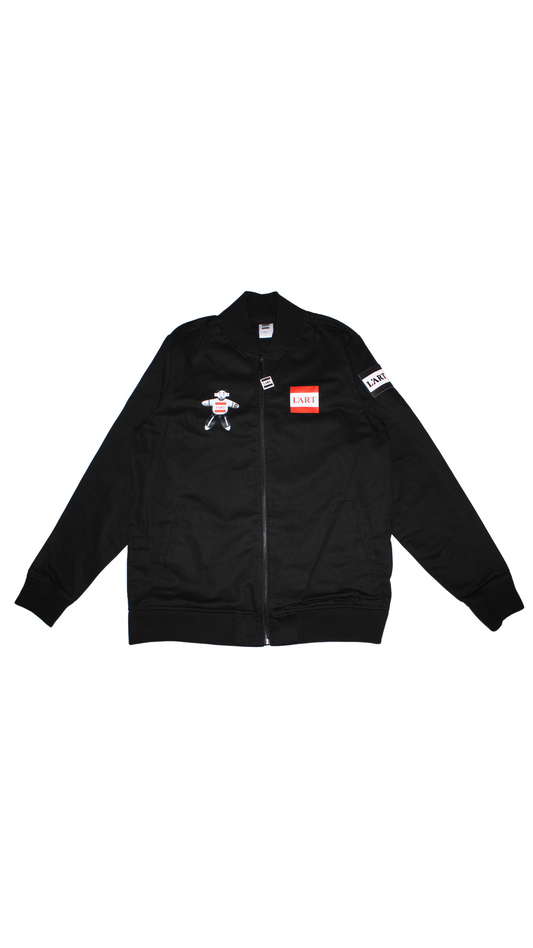 L'ART Barred Eyes Panda Cotton Bomber Jacket